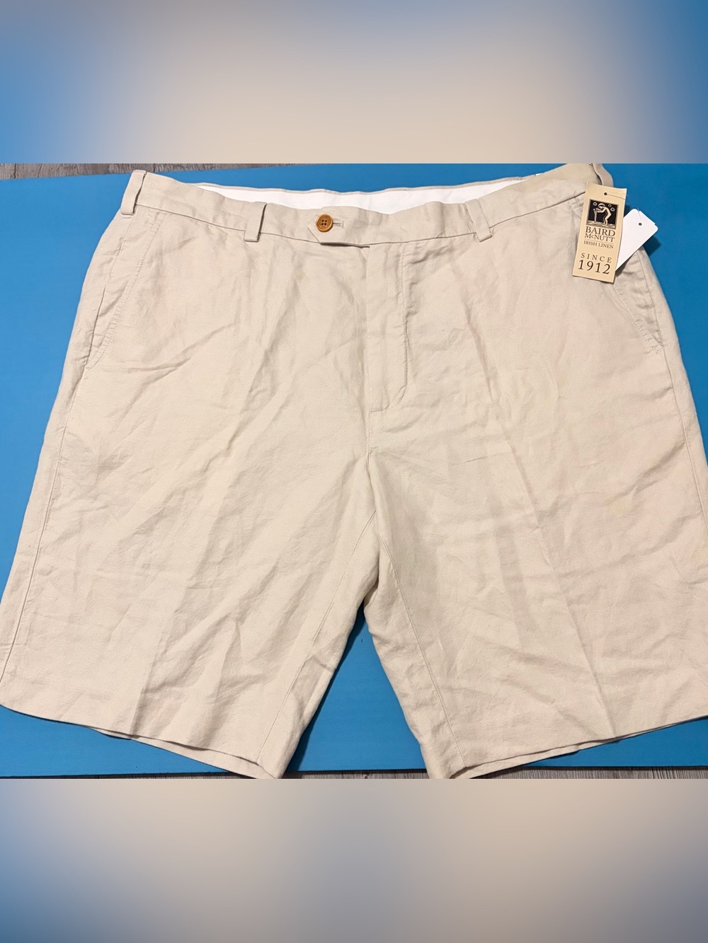 Brooks Brothers Beige Men's Cotton-Linen Blend Shorts